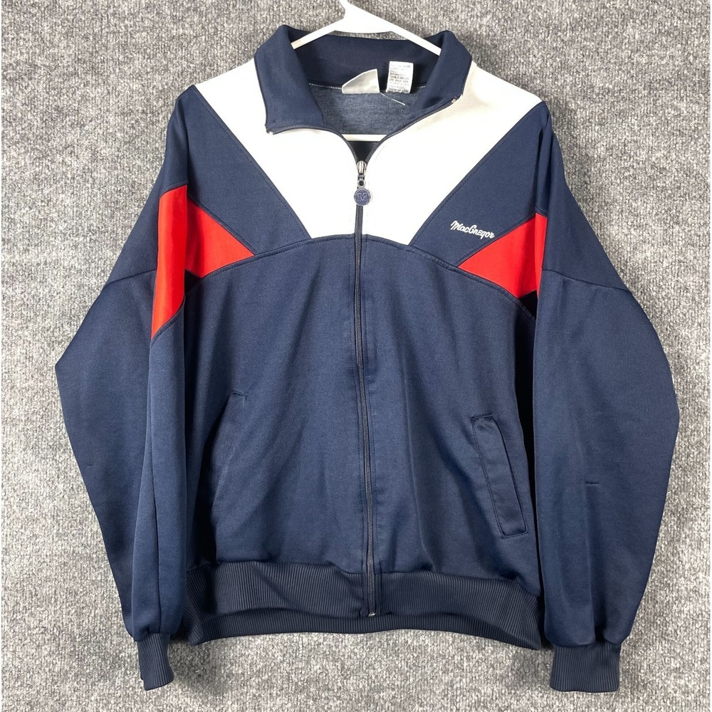 Vintage  MacGregor Track Jacket Mens Large Blue‎ Full Zip Pockets Retro 90s Gym